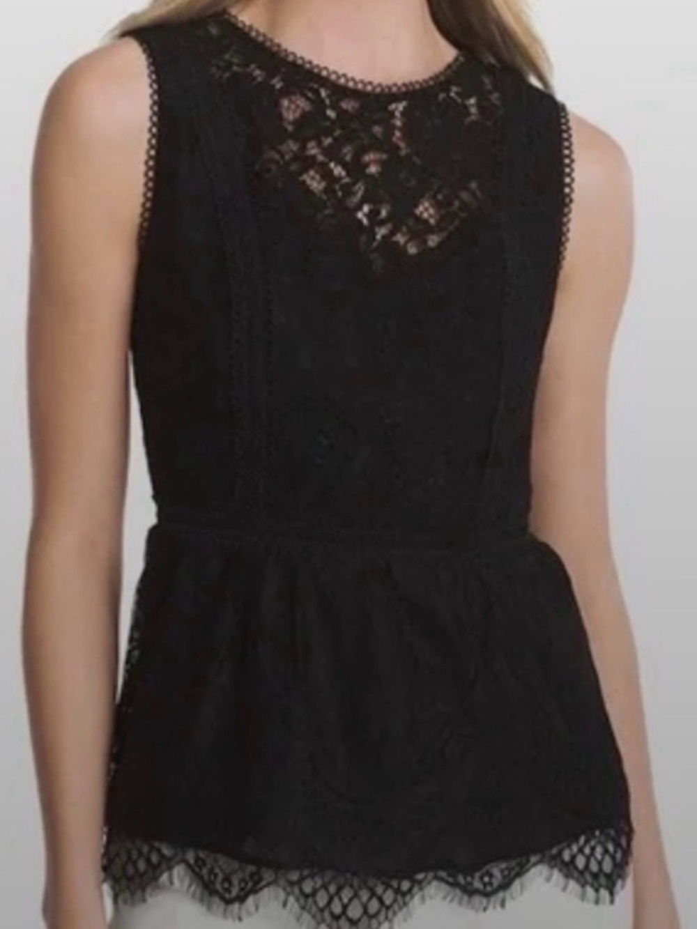 White House Black Market Black Lace Peplum Shell